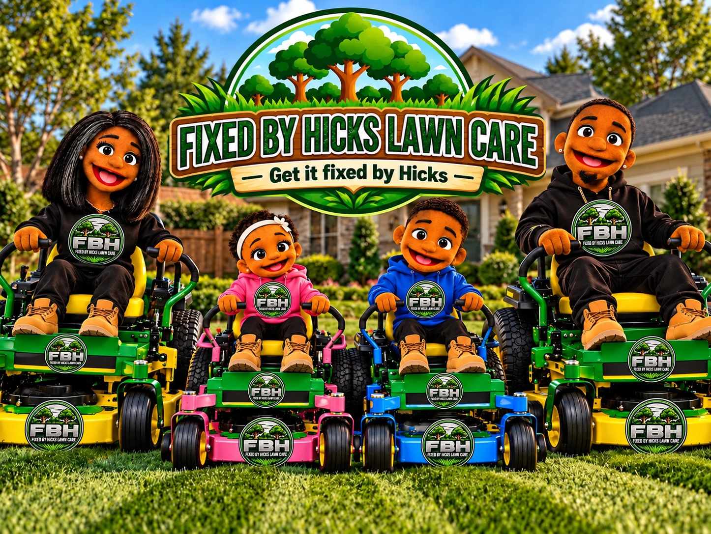 Fixed by Hicks branded family artwork: Our puppet crew