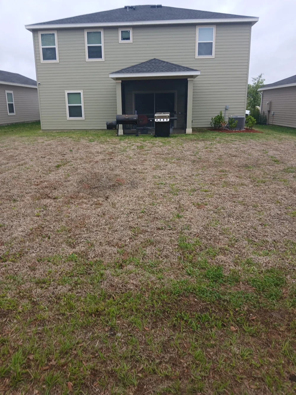After lawn and landscape bed care: a freshly maintained backyard